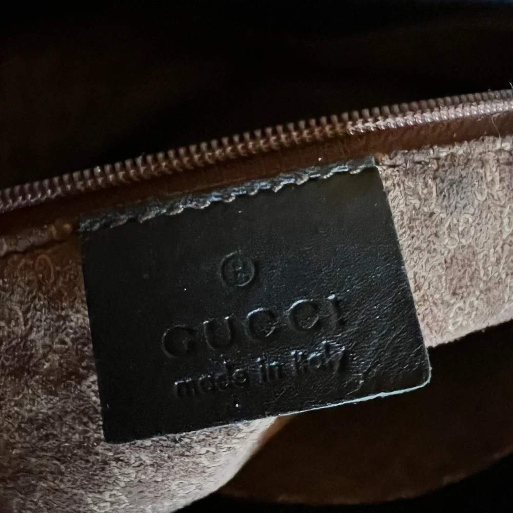 Gucci Rare Black Leather Bag with Silvertone Accents